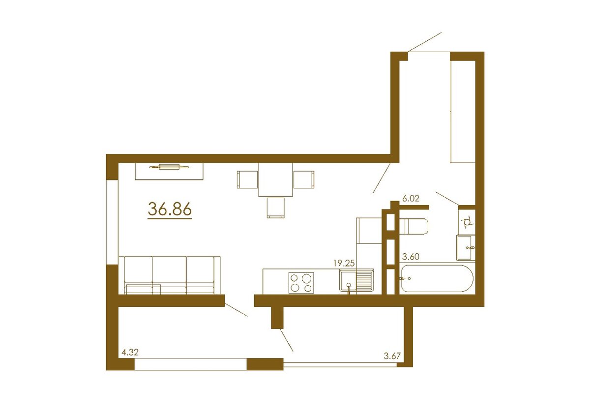 Студия 36,86 м²